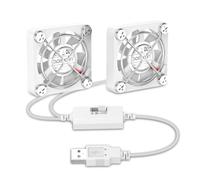 aceyoon Doppia Ventola USB 40mm 5V, Doppio Mini PC Ventilatore con 3 Velocità Regolabili, Piccolo Ventilatore USB 40mm per Computer per PS4/Laptop/TV Box/Mobile/AV Schrank/Router, Bianco