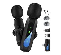 aceyoon Microfono lavalier 3 in 1 per cellulari (iPhone/Android),2Pezzi wireless con riduzione del rumore,accoppiamento automatico,silenziamento e riverbero per vlog,registrazioni video,TikTok,YouTube