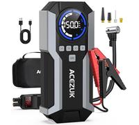 ACEZUK Avviatore Batteria Auto 6000A &150PSI, Compressore con Avviatore Emergenza per Auto/Moto 12V（Tutti Gas o 12L Diesel）Jump Starter 3.2" LCD/ 600LUMEN LED