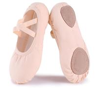 Acfoda Scarpette Danza Classica Tela Scarpe Ballo Ballerina Mezza Punta Ginnastica Ritmica Suola Spezzata Antiscivolo per Donna Rosa 37