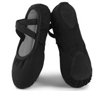 Acfoda Scarpette Danza Classica Tela Scarpe Ballo Ballerina Mezza Punta Ginnastica Ritmica Suola Spezzata Antiscivolo per Donna Nero 35