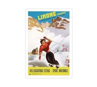 ACFTAIN Poster su tela, motivo: Limone Piemonte, sport invernali, stile retrò, decorazione da parete, per casa, bar, ristorante, garage, caffetteria, con logo, idea regalo, 30 x 45 cm