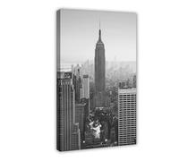 ACFTAIN Stampa artistica da parete moderna su tela con fotografia di architettura di New York, punto di riferimento in bianco e nero, decorazione per soggiorno e camera da letto, 50 x 75 cm