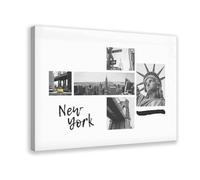 ACFTAIN Stampa artistica da parete su tela con immagine di New York City Montage, Statua della Libertà, in bianco e nero, per casa, bar, ristorante, garage, caffetteria, idea regalo, 50 x 75 cm