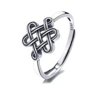 ACGZBD Anello in Argento 925 con Nodo di Buon auspicio Anello Regolabile in Stile Etnico