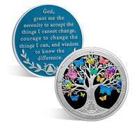 ACGZQY 4 Mesi Sobriety Chip, Recovery Tree of Life Sobriety Coin Colorful Butterfly AA Coin e medaglioni Vintage AA NA Sobrio Anniversario Token Regali Narcotici Alcolisti Anonimo Recupero