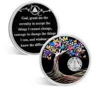 ACGZQY Chip di sobrietà da 1 anno - Moneta AA di recupero e medaglione farfalla albero della vita moneta sobrietà AA NA Sobrietà Token sobrio regalo sobrietà alcolisti recupero anonimo per uomini