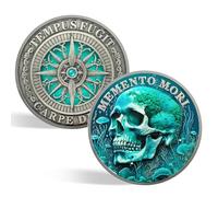 ACGZQY Memento Mori Coin - Medaglioni a forma di teschio EDC per la pratica quotidiana dello stoico