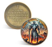 ACGZQY Moneta dei Cavalieri Templari - Monete Christian Knight Challenge - Armatura di Dio Monete religiose Giosuè 1:9 - Croce Cristiana Protezione Dio Guerriero Spirito Fede Regali (F)