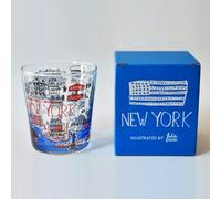 ACHAWYUSN Tazza di vetro disegnata a mano wate tazza latte birra succo colazione tazza da tè città tema cartone animato modello illustrazione design creativo regalo dando prodotto eccellente per amici