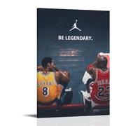 ACHBGTMQ Kobe Bryant Michael Jordan, poster artistico su tela con pittura ad olio da parete, decorazione per la casa, album musicale, decorazione da parete, stile classico, con cornice, 40 x 60 cm