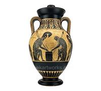 Achille & Aiace di Exekias - Anfora greca, replica di un vaso da museo, fatto a mano