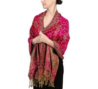 Achillea Scialle Pashmina Donne, Fucsia, 28" W x 76"L