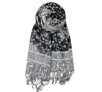Achillea Scialle Pashmina Donne, nero/bianco, 28" W x 76"L