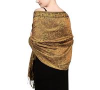 Achillea Sciarpa morbida e setosa reversibile paisley pashmina scialle avvolgente con frange, Bronzo, 28" W x 76"L