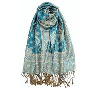 Achillea Sciarpa morbida e setosa reversibile paisley pashmina scialle avvolgente con frange, Teal 2, 28" W x 76"L