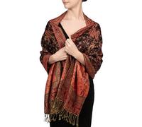 Achillea Sciarpa Pashmina da donna, nero/rosso, 28"W x 76"L