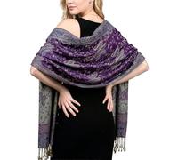 Achillea - Sciarpa pashmina rave reversibile motivo cachemire - Scialli esotici indiani e stole per abiti da sera, festival, per tutte le stagioni, 28"W x 76"L