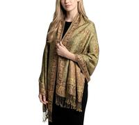 Achillea - Sciarpa pashmina rave reversibile motivo cachemire - Scialli esotici indiani e stole per abiti da sera, festival, per tutte le stagioni, Verde salvia., 28"W x 76"L