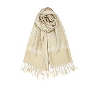 Achillea Two Tone Vintage Jacquard Paisley Pashmina Shawl Wrap Scarf (Champagne)