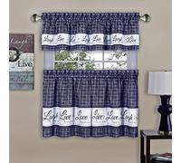 ACHIM Curtain Coppia di Tende da Finestra e mantovana, Poliestere, Marina Militare, W 14" x L 58" (1 Panels)