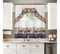 ACHIM Hard Window Rods Finestra Morbida Tier & Swag, Poliestere, Borgogna, W 24" x L 57" (1 Panels)
