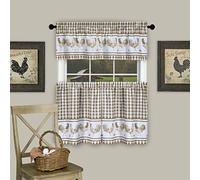 Achim Home Decor - Set di tende da finestra con stampa filtrante della luce, 147 cm di lunghezza, 91,4 cm di larghezza, colore: tortora, lavabile in lavatrice, per cucina, camera da letto, soggiorno e