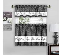 ACHIM Home Decor - Set di tende per finestra a livello e mantovana, larghezza 147 cm, lunghezza 61 cm, colore: antracite, tende filtranti per cucina, camera da letto, soggiorno e sala da pranzo