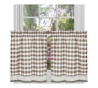 Achim Home Furnishings Buffalo Check Tier Pair, Taupe, 58-inch by 36-inch