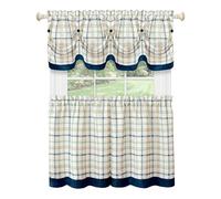 ACHIM Home Furnishings Tattersall - Mantovana con bottoni, 58 x 14 cm, colore: Blu navy