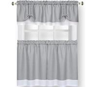 Achim Soft Window Tier & Valance Set mantovana per finestre morbide, Poliestere, Grigio/Bianco, W 24" x L 58" (1 Panels)