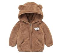 Achimlt Giacca Invernale Bambino in Pile Carino Orso Orecchie Cappuccio Giacche con Tasche Caldo Morbidi Antivento Giubbotto Neonato Regalo 0-24 Mesi (03-Marrone, 0-6 mesi)