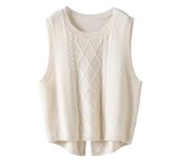 Achimlt Maglione Senza Maniche Gilet Donna Invernale, Girocollo Knitted Maglioni Donna Invernali Pullover Elegante Tinta Unita Smanicato Maglia Gilet (01-Bianco, XL)