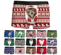 Achimlt Mutande Uomo Natale Boxer A Vita Media con Stampa A Quadri per Il Giorno di Natale, Vestibilità Divertente Catene