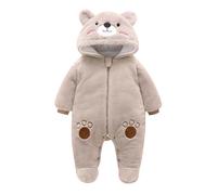 Achimlt Pagliaccetto Neonato Invernale Cotone Orsetto Set in Pile, Bambino Tutine Neonato 0 3 Mesi Femmina Unisex, Comodo e Caldo Pigiama Neonato Manica Lunga Abiti Regalo Ragazze 0-12 Mesi