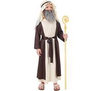 Achimlt Vestito da Pastore Bambino Costume Medievale per Bambini 4 Pezzi Abito Cinture Copricapo Bastone Vestito San Giuseppe Bambini 3-15 Anni per Travestimento Cosplay Carnevale (Coffee, 5-7 Anni)
