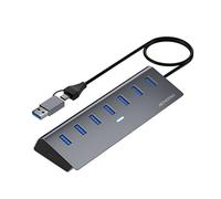 ACHORO 7 Hub USB 3.0 - Adattatore USB A e USB C a USB con porta USB multipla per PC, Mac, MacBook Pro, iMac e desktop, in lega di alluminio ad alta velocità e hub USB per computer (7 porte)