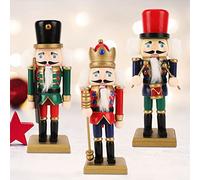 Achort Schiaccianoci di Natale, 3 Pezzi Schiaccianoci in Legno Schiaccianoci Classico Schiaccianoci Soldato Decorazioni natalizie per l’albero di Natale, Tavoli, Mensole e Festivi Decorazione, 5.9"