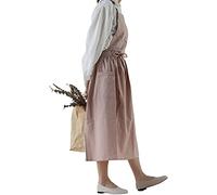 Achsoo Grembiule in Cotone Tinta Unita Impermeabile con Tasche Cinghie Incrociate sul Retro Grembiuli con Bavaglino Casual Uomo Donna Gonna Rotonda Abito per Cucina Giardinaggio Caffetteria (Rosa)