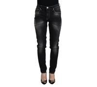 Acht Black Washed Mid Waist Tapered Women Casual Denim Jeans - W26