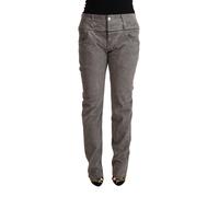 Acht Gray Cotton Straight Fit High Waist Pants - W34