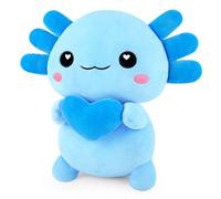 Achwishap Peluche Axolotl blu da 35,5 cm con decorazione a forma di cuore