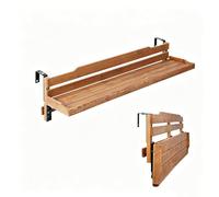 ACHZYFT Mensola Regolabile Sospesa Per Piante Da Balcone, Supporto Per Piante Pieghevole In Legno Con Staffa Metallica, Mensola Galleggiante Per Ringhiera Larga 3-11cm(Wood,60cm)