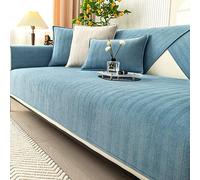 ACICS Copridivano Protettore per Mobili in Tessuto di Ciniglia A Spina di Pesce, Antiscivolo, Blu, 90 * 240cm