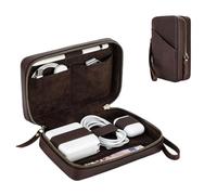 Acidea Custodia in pelle pieno fiore per accessori elettronici, custodia organizer per cavi da viaggio, custodia arrotolabile con cerniere, organizer in pelle per power bank, USB, cavi, elementi