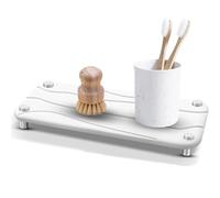 Acidea Vassoio per lavello in pietra ad asciugatura rapida, organizer per lavello da bagno, vassoio in pietra assorbente per lavello, ad asciugatura rapida, per cucina e bagno, 28 x 10,9 cm, bianco