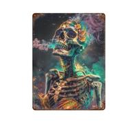 ACIFHGUE Poster con teschio con cattiva abitudine al fumo, decorazione da parete, poster in metallo, decorazione moderna per bar, 40 x 30 cm