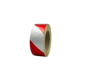 ACIT Nastro catarifrangente adesivo, Nastro Rifrangente, Pellicola autoadesiva altamente retroriflettente, Strisce Catarifrangenti Adesive 50mm x 45,7metri (Longitudinali, Bianco e Rosso)