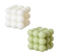 ACITHGL Bubble Candle - Cubo di cera di soia, candela decorativa per la casa, set di 2 pezzi, uso domestico e regalo (bianco+verde)