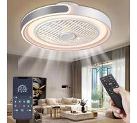 ACJK Ventilatore da Soffitto con Luce e Telecomando, 72W Velocità del Vento Regolabile Luce LED 3000K-6500K Fan Plafoniera LED per Camera da Letto Soggiorno Sala da Pranzo, (Grigio) φ50cm